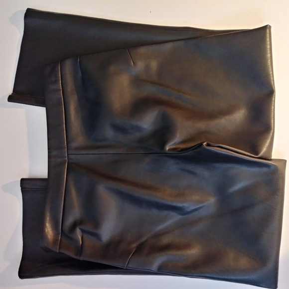 Zara Pants  Double Zipper Black Faux Leather - Picture 2 of 3
